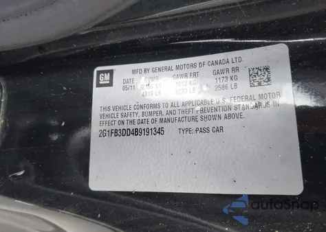 2011 Chevrolet Camaro 1Lt z USA, uszkodzony, nr VIN 2G1FB3DD4B9191345